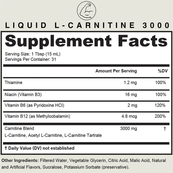 TrueNorthNutrition™ Liquid L-Carnitine 3000 MG
